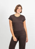 Goldie Iridescent Shimmer Metallic Ringer Tee in Coffee Multi available at Barbara Katz