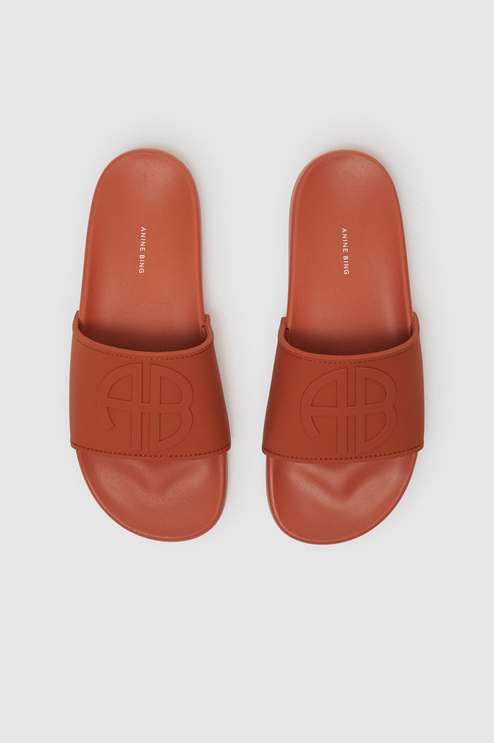 ANINE BING Isla Slides - Red Terracotta - top view