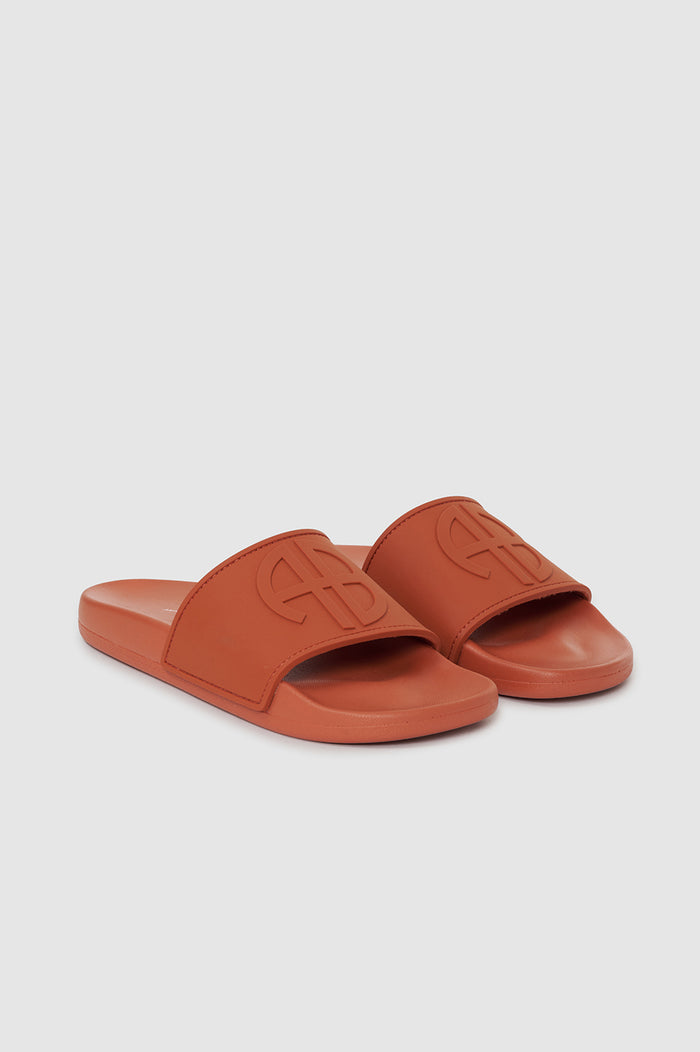 ANINE BING Isla Slides - Red Terracotta - pair front view
