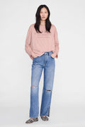ANINE BING Ivan Long Sleeve Melrose Stencil - Washed Blushed - on model front view