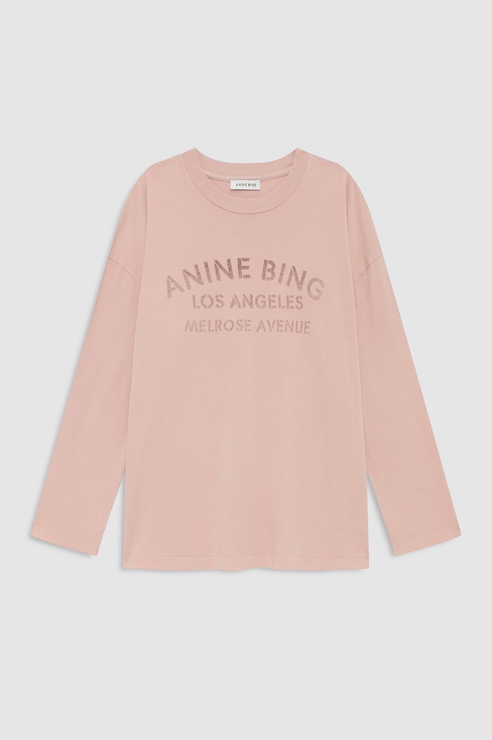 ANINE BING Ivan Long Sleeve Melrose Stencil - Washed Blushed - front view