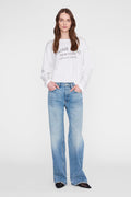 ANINE BING Ivan Long Sleeve New York Stencil - Ivory - on model front