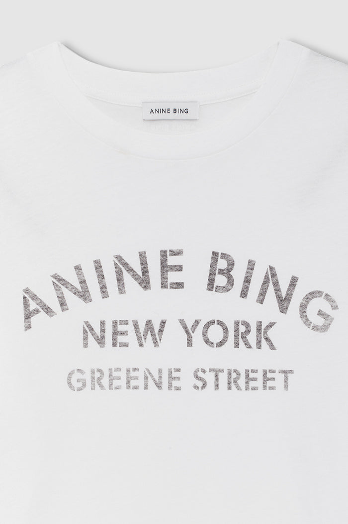ANINE BING Ivan Long Sleeve New York Stencil - Ivory - detail view