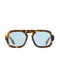Elisa Johnson Jane Sunglasses in Brown Tortoise Blue Lens available at Barbara Katz