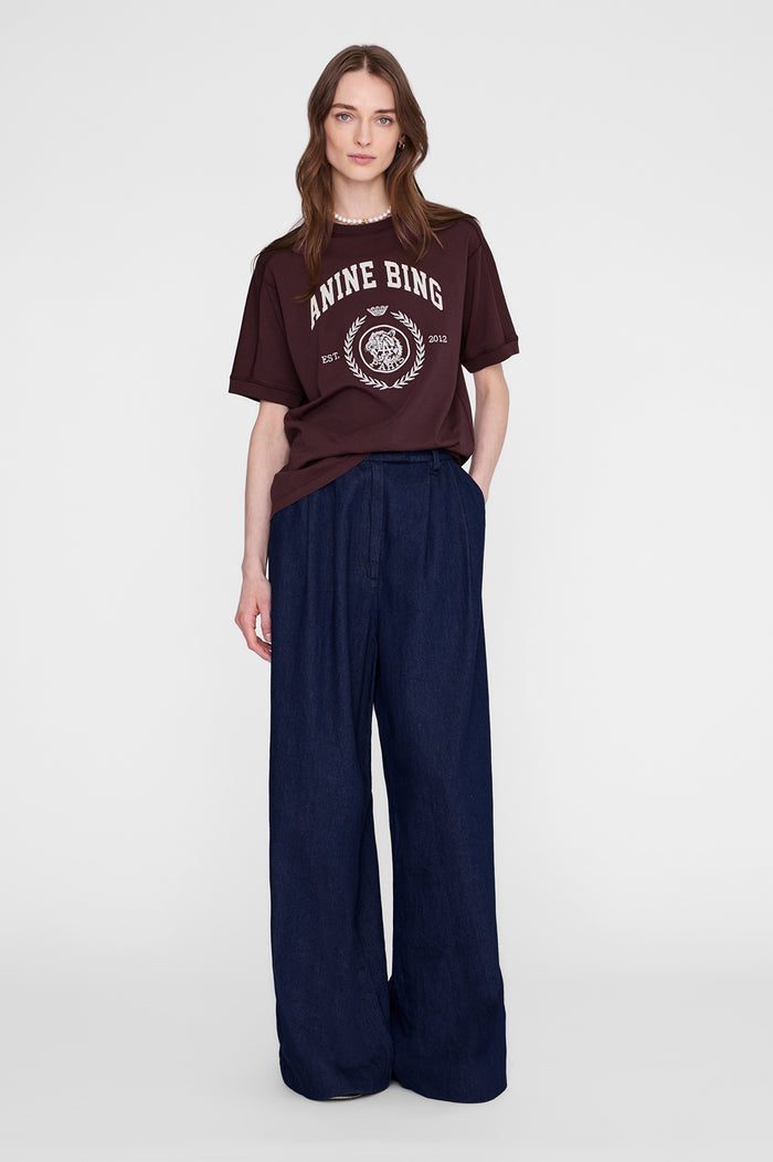 ANINE BING Jaylin Tee Collegiate - Fig - on model front