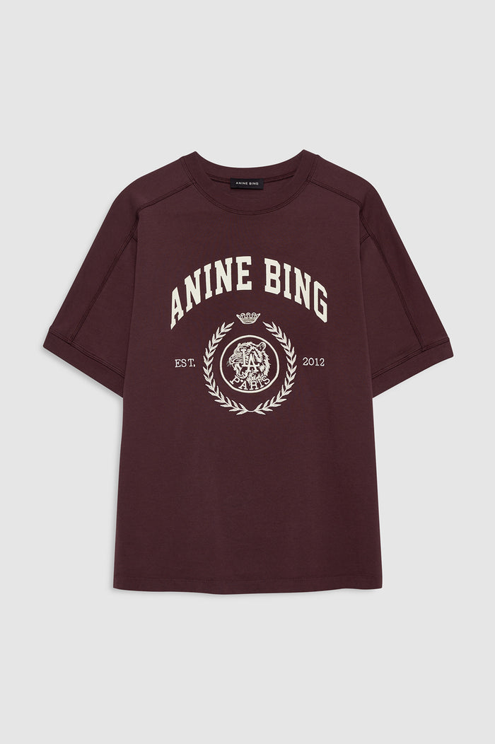 ANINE BING Jaylin Tee Collegiate - Fig - front view