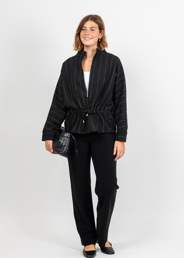 Olivia by Habitat Jennifer Jacket in Black Pinstripe available at Barbara Katz