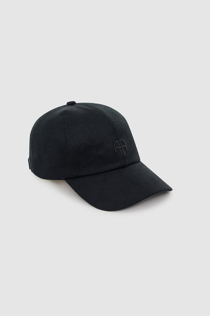 ANINE BING Jeremy Baseball Cap - Black Wool - side view