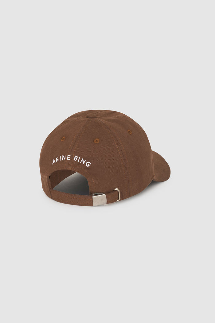 ANINE BING Jeremy Baseball Cap - Dark Camel - Back Side Angle View