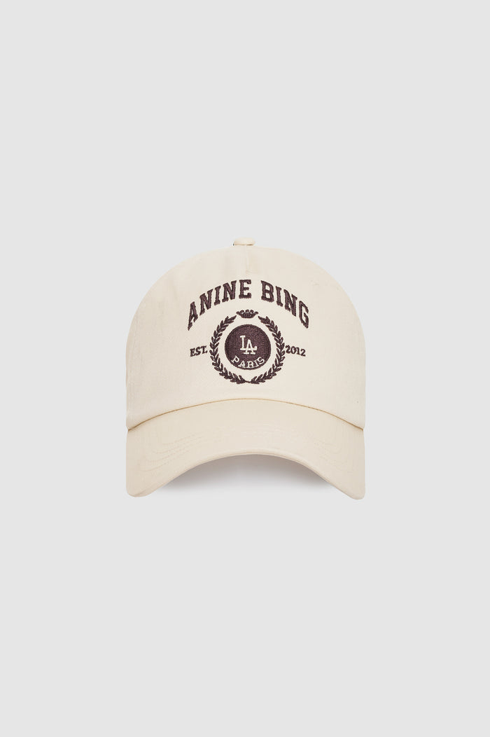 ANINE BING Jeremy Baseball Cap Collegiate - Cream - front view