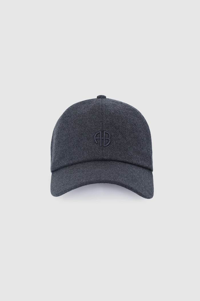 ANINE BING Jeremy Baseball Cap Wool - Grey Wool - front view