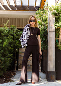 Joseph Ribkoff Jersey Fitted Crewneck Top in Mocha available at Barbara Katz