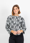 Olivia by Habitat Jigsaw Blocks Rolled Edge Pullover Sweater in Gray available at Barbara Katz