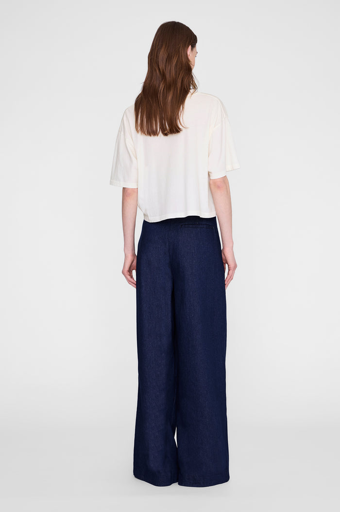 ANINE BING Johnny Cropped Tee - Cream - on model back view