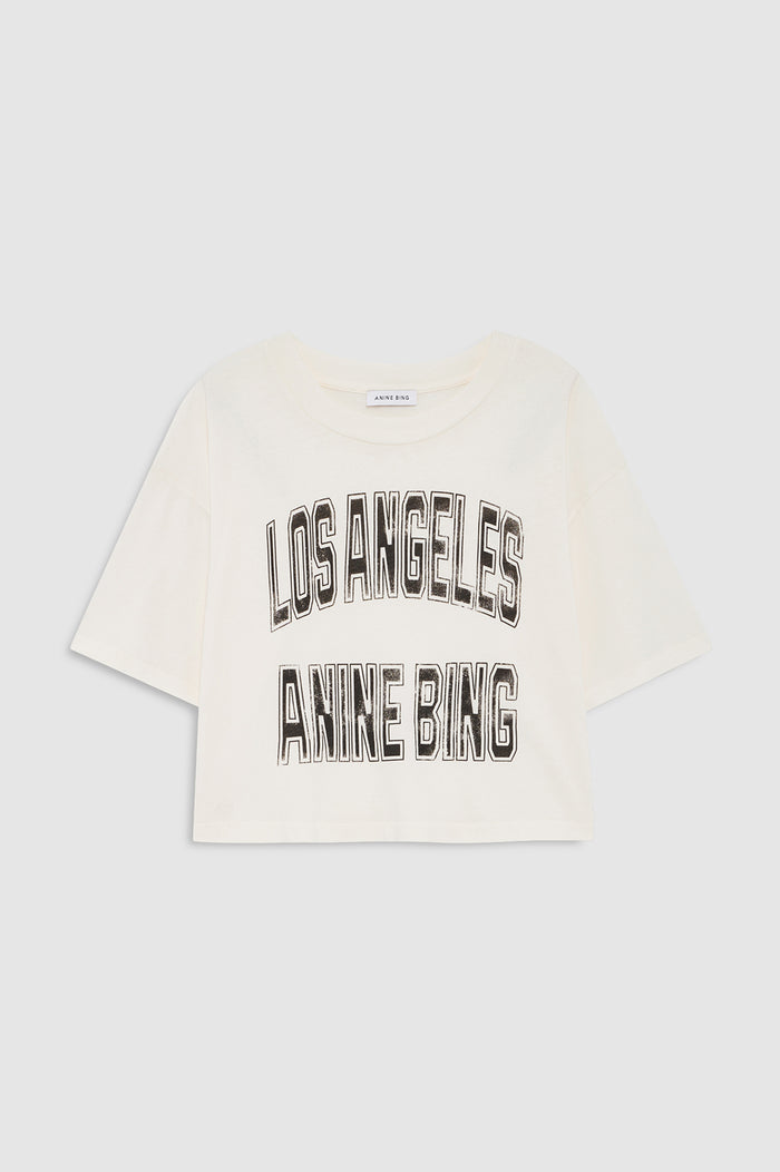 ANINE BING Johnny Cropped Tee - Cream - front view
