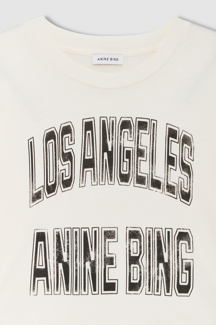 ANINE BING Johnny Cropped Tee - Cream - detail view