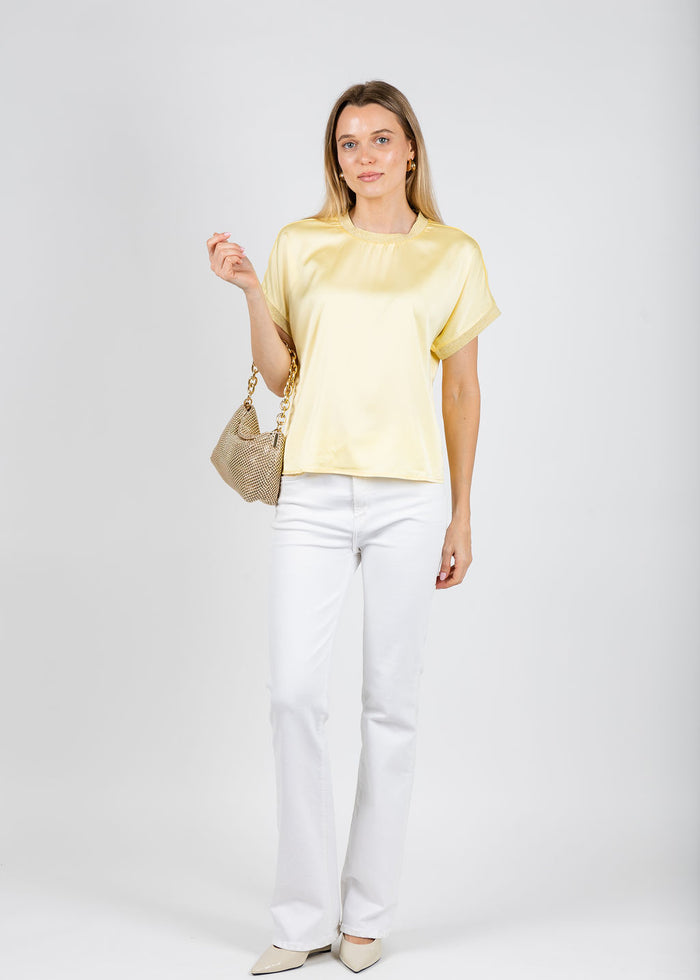 BK Jonah Crew Neck Trim Top in Yellow available at Barbara Katz