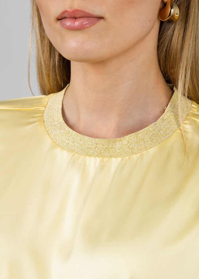 BK Jonah Crew Neck Trim Top in Yellow available at Barbara Katz