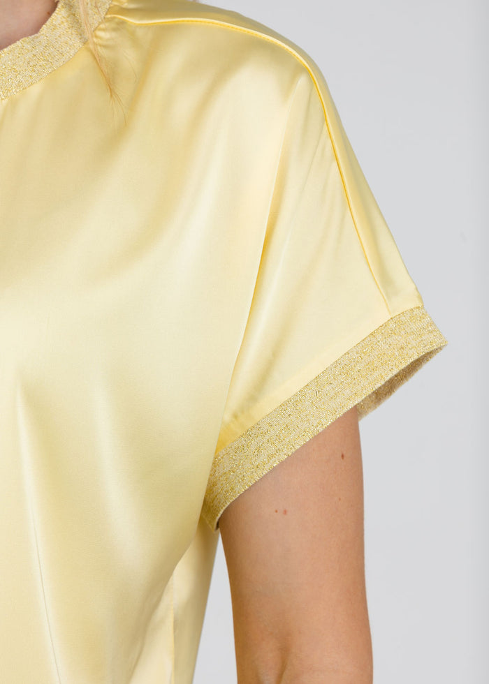 BK Jonah Crew Neck Trim Top in Yellow available at Barbara Katz