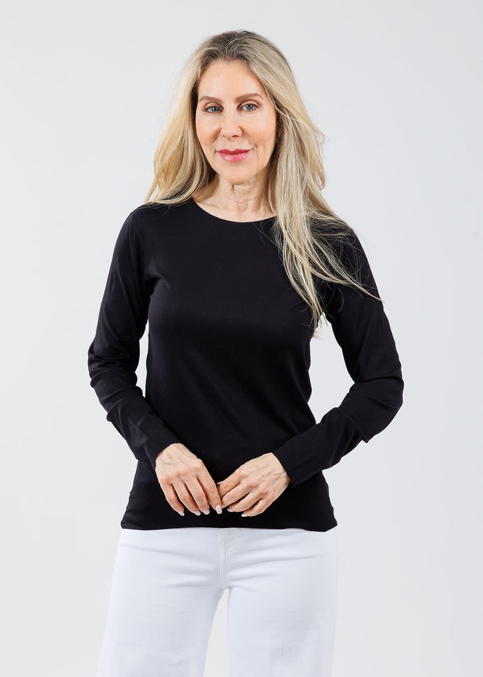 AMB Designs Julia Long Sleeve Top in Black available at Barbara Katz