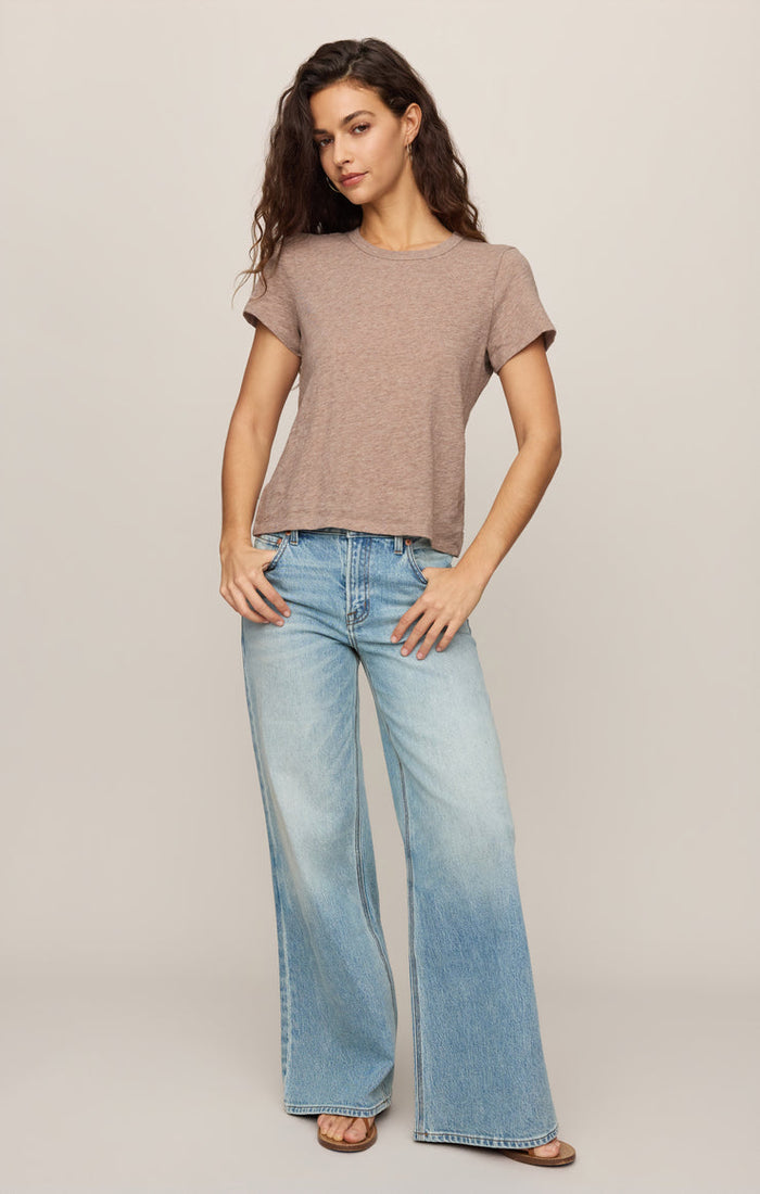 Z Supply Junie Slub Tee in Heather Ash available at Barbara Katz