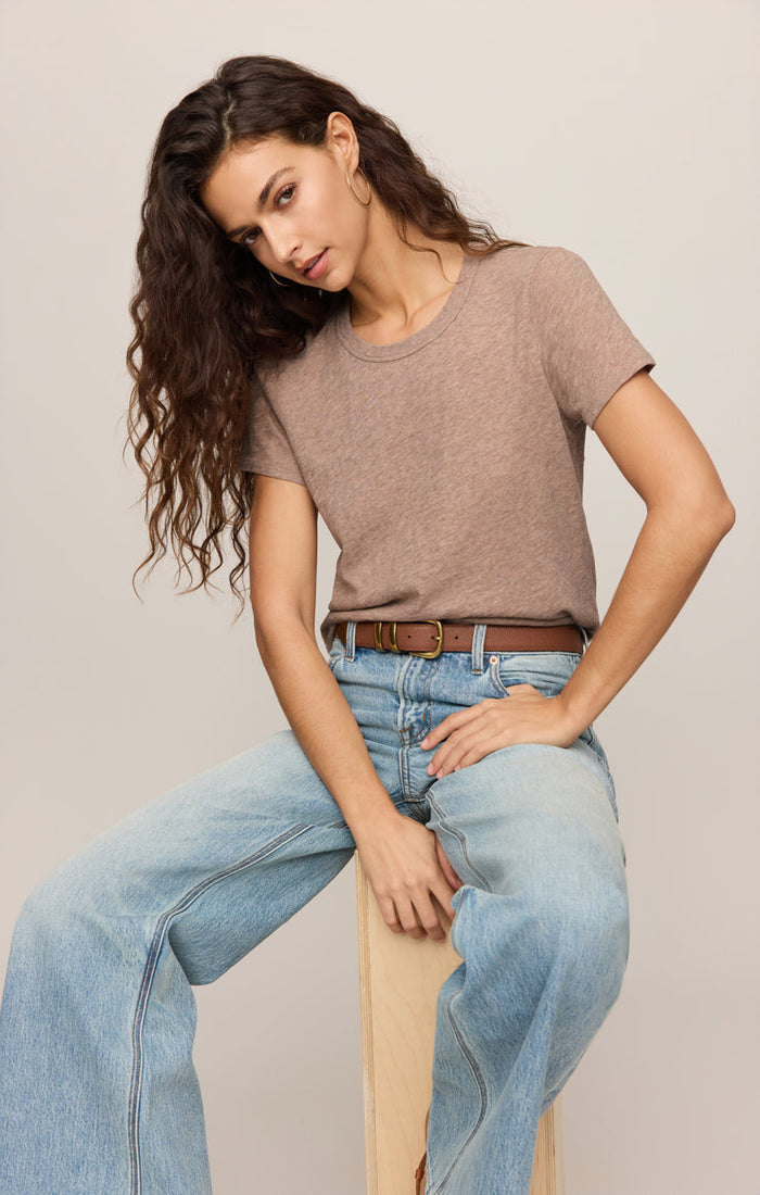 Z Supply Junie Slub Tee in Heather Ash available at Barbara Katz