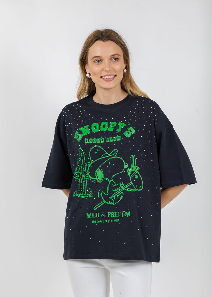 Essentiel Antwerp Junki Rhinestones T-Shirt in Patriot Blue available at Barbara Katz