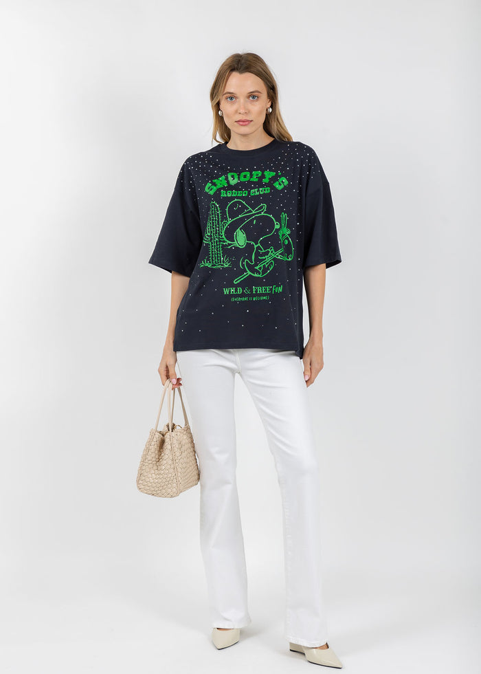 Essentiel Antwerp Junki Rhinestones T-Shirt in Patriot Blue available at Barbara Katz