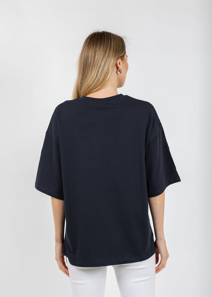 Essentiel Antwerp Junki Rhinestones T-Shirt in Patriot Blue available at Barbara Katz