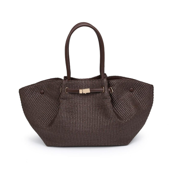 BK Handbags Kaia Straw Tote Bag in Chocolate available at Barbara Katz