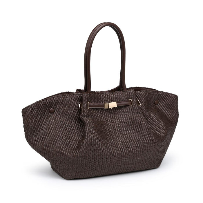 BK Handbags Kaia Straw Tote Bag in Chocolate available at Barbara Katz