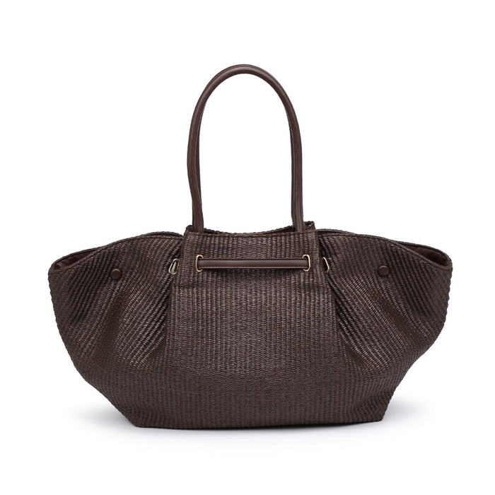BK Handbags Kaia Straw Tote Bag in Chocolate available at Barbara Katz