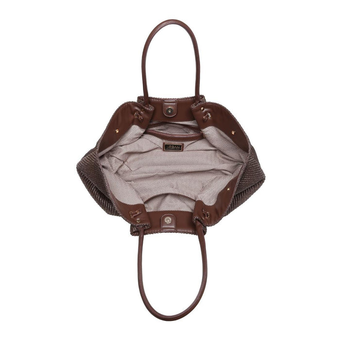 BK Handbags Kaia Straw Tote Bag in Chocolate available at Barbara Katz