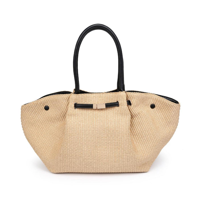 BK Handbags Kaia Straw Tote Bag in Natural/Black available at Barbara Katz