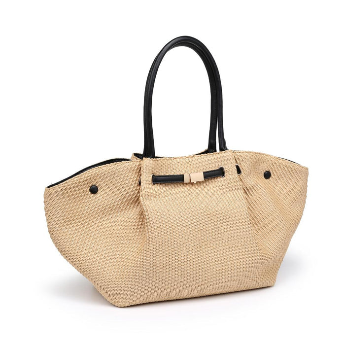 BK Handbags Kaia Straw Tote Bag in Natural/Black available at Barbara Katz