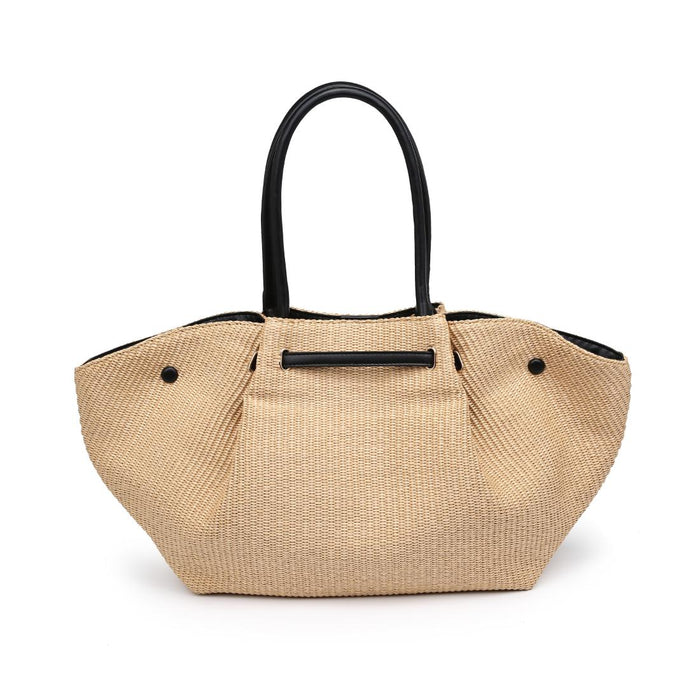 BK Handbags Kaia Straw Tote Bag in Natural/Black available at Barbara Katz
