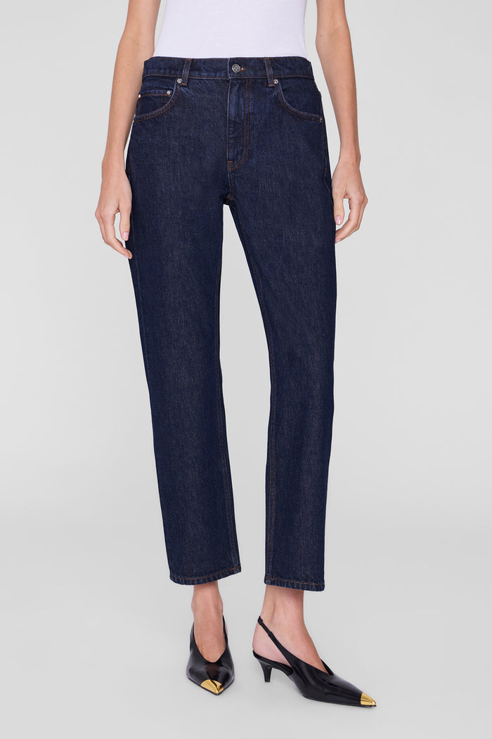 ANINE BING Kate Jean 29" - Unwashed Blue - on model front detail view