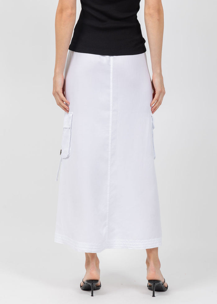 XCVI Wearables Kimo Cargo Maxi Skirt in White available at Barbara Katz