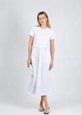 Elliott Lauren Knit Woven Combo Dress in White available at Barbara Katz