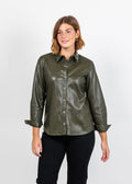 Peace of Cloth Kyle Ultra Faux Shirt in Olive available at Barbara Katz