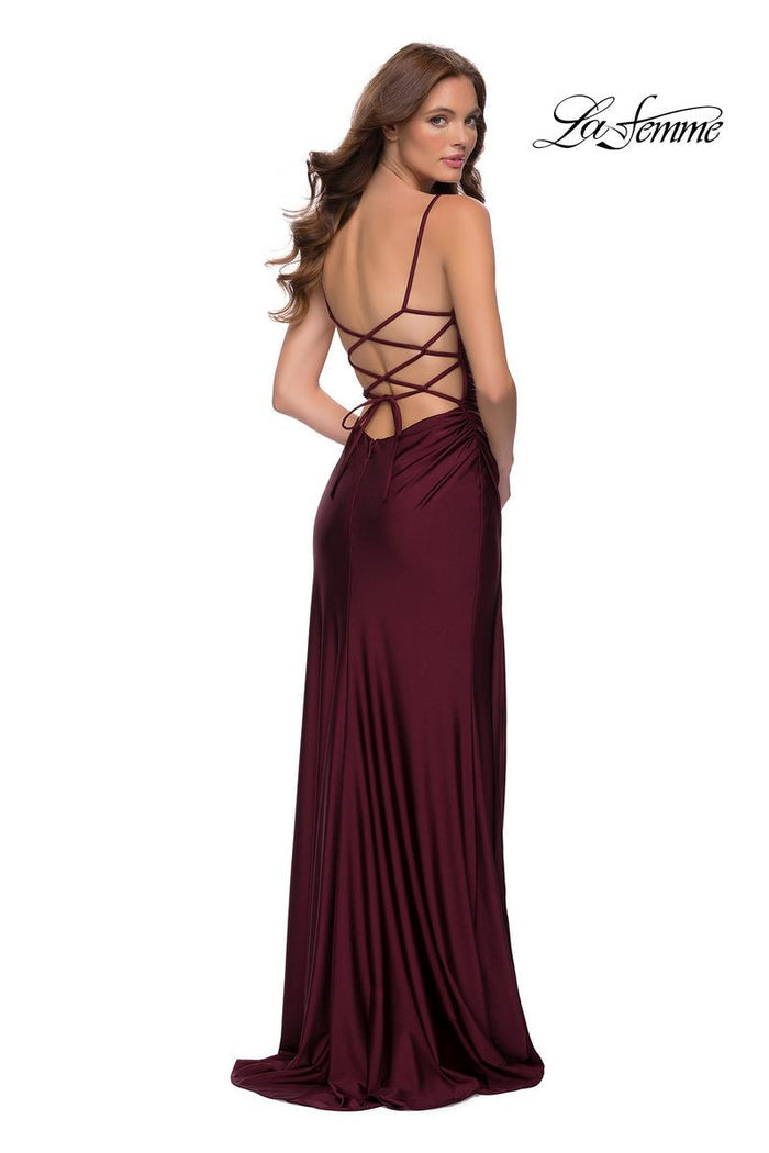 La Femme Long Simple Fitted Prom Dress 29710