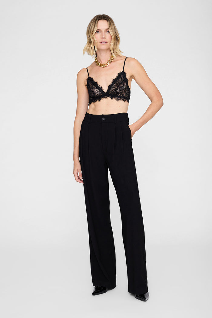 ANINE BING Lace Bra with Trim - Black - on model Front View