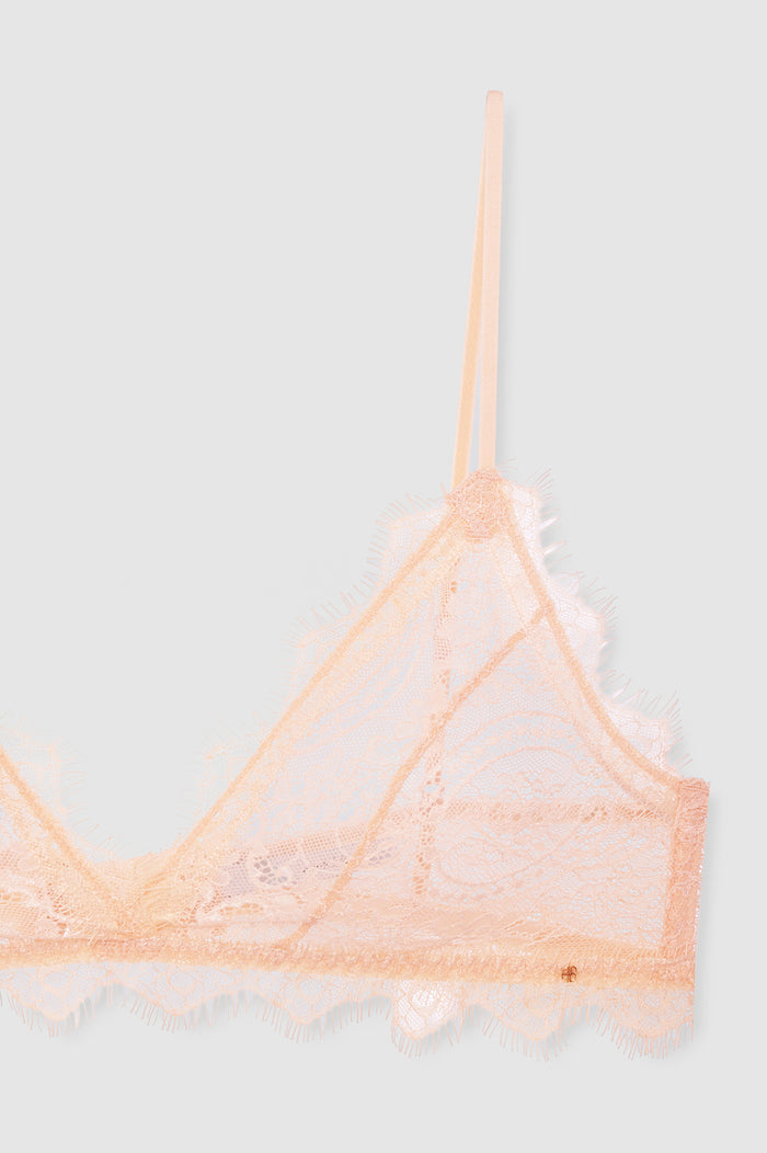 ANINE BING Lace Bra With Trim - Blush - detail view