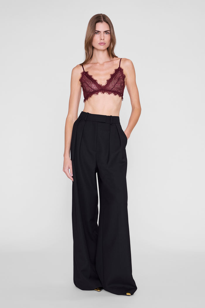 ANINE BING Lace Bra With Trim - Burgundy - on model front