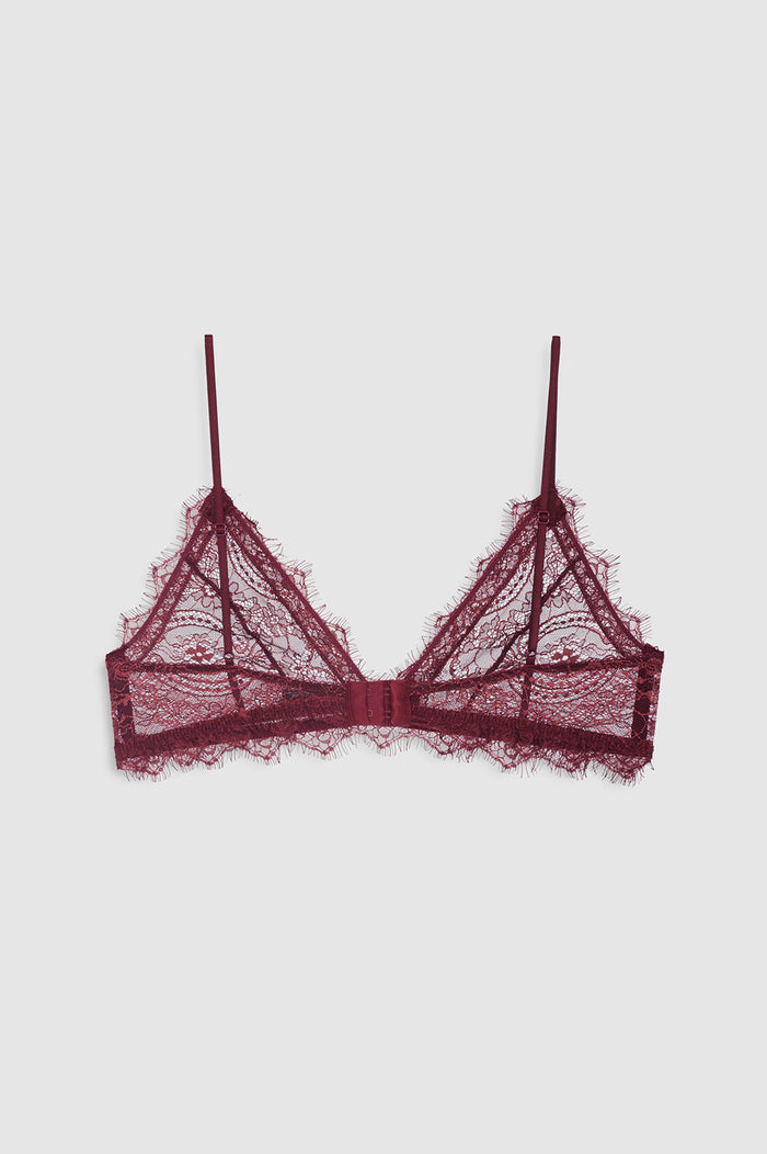 ANINE BING Lace Bra With Trim - Burgundy - back view