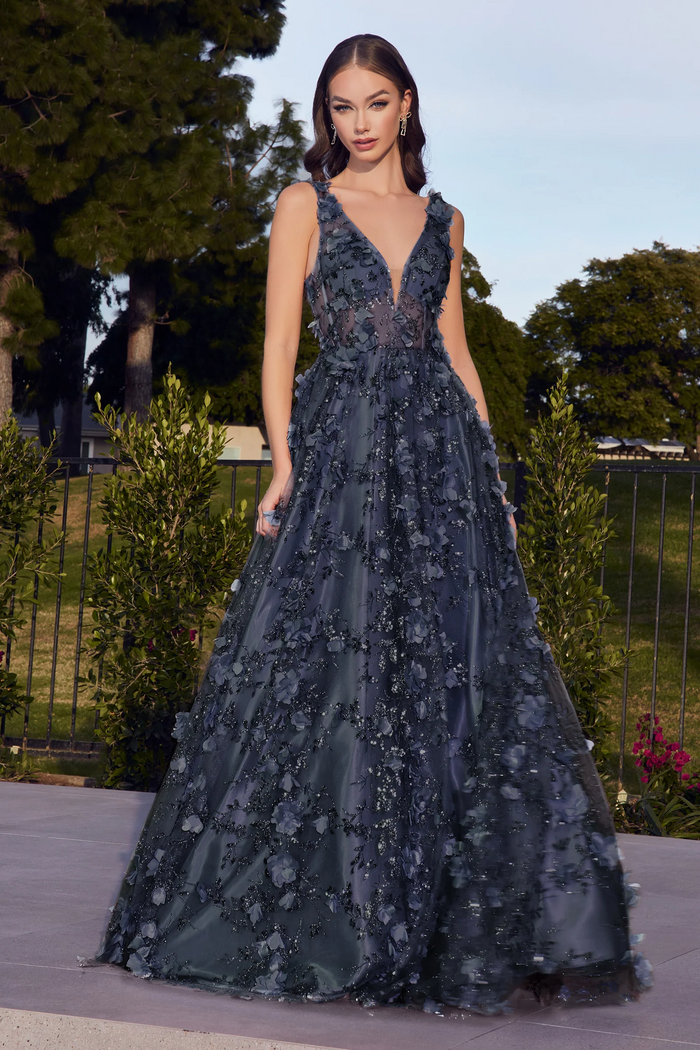 LaDivine by Cinderella Divine A-line 3D Floral Dress J838