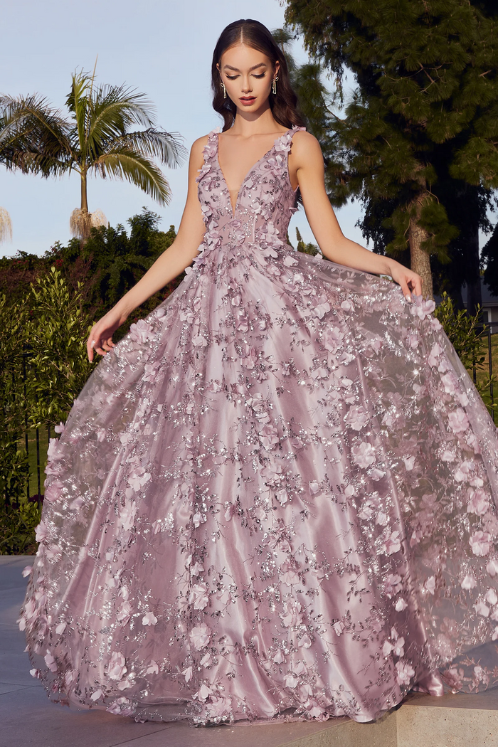 LaDivine by Cinderella Divine A-line 3D Floral Dress J838