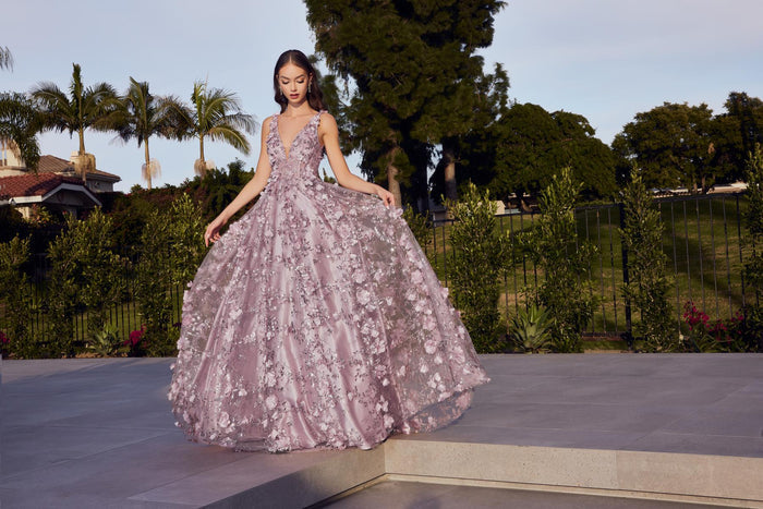 LaDivine by Cinderella Divine A-line 3D Floral Dress J838