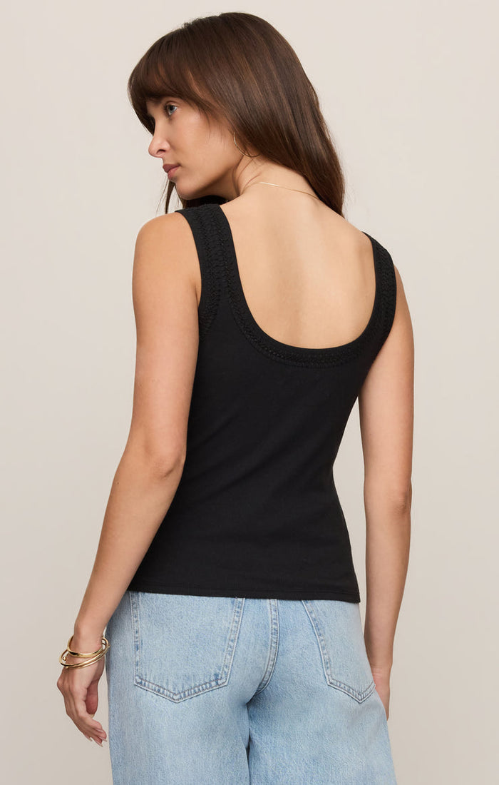 Z Supply Larkin Embroidered Tank in Black available at Barbara Katz