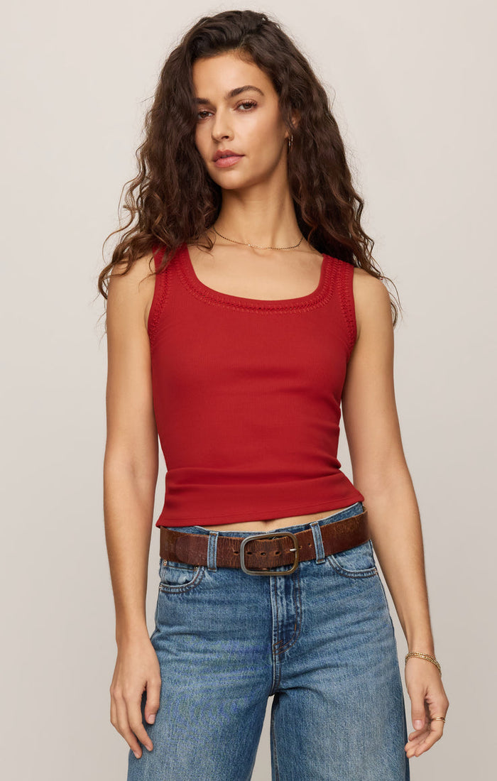 Z Supply Larkin Embroidered Tank in Chili Pepper available at Barbara Katz